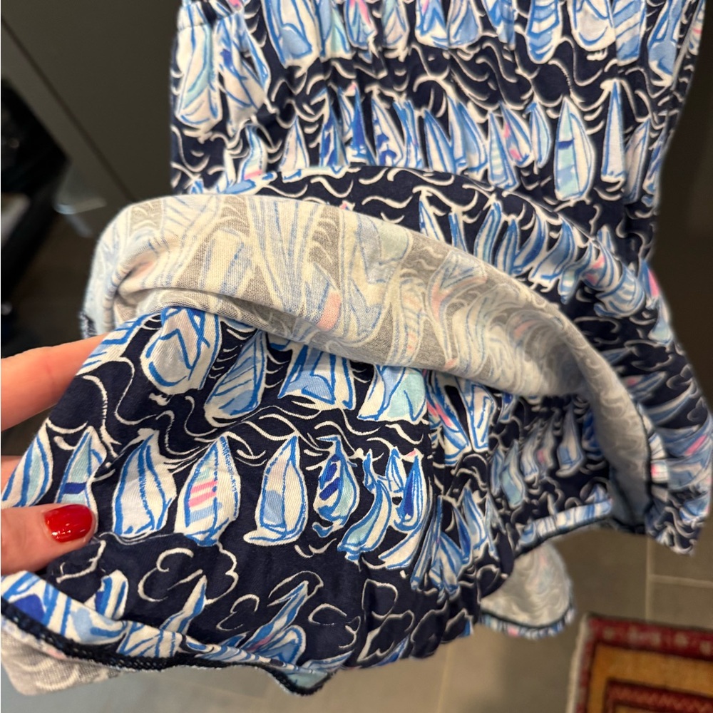 Lilly Pulitzer Loro Romper in Low Tide Navy Sails and Stripes Womens Size XS - Picture 4 of 5